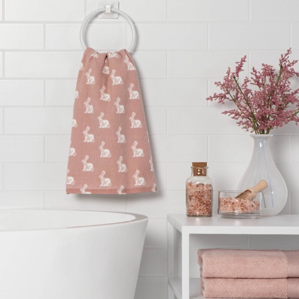 Blush Pink Bunny Printed Hand Towel